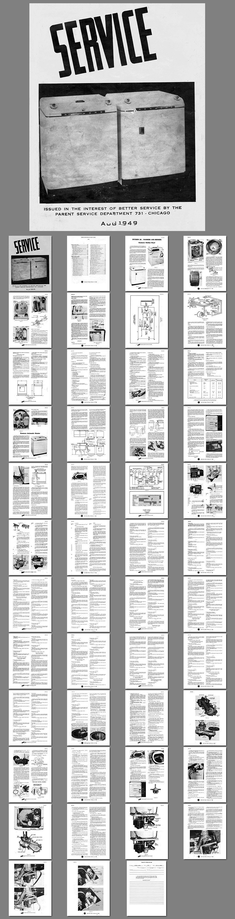 Washer Dryer Library 1949 Kenmore Washer And Dryer Service Manual